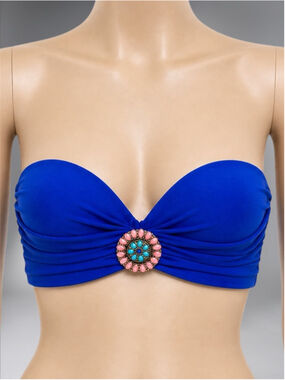 Xhilaration Cobalt Blue Halter Strapless Aztec Broach Bikini Swim Top